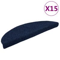 VidaXL Trapmatten zelfklevend 15 stuks 56x17x3 cm marineblauw halfrond