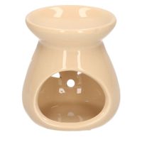 Geurbrander voor amberblokjes/geurolie/waxmelts - keramiek - beige - 7 x 8 cm