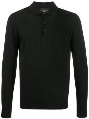 Emporio Armani polo à manches longues - Noir
