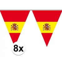 Spanje supporter vlaggenlijn - 8x - kunststof - 500 cm - Spaanse kleuren - feestartikelen/versiering