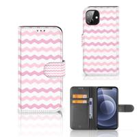 Apple iPhone 12 Mini | Telefoon Hoesje | Waves Roze | Portemonnee hoesje