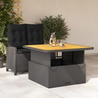 2-delige Tuinset met kussens poly rattan zwart