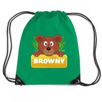 Browny de Beer trekkoord rugzak / gymtas groen voor kinderen   -