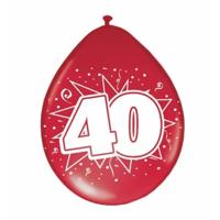 Feest ballonnen 40 jaar - 8x st - rood - 40e jubileum thema - versiering - feestballonnen