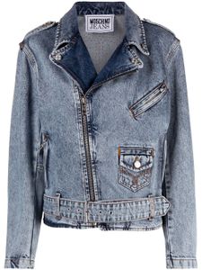 MOSCHINO JEANS veste en jean à ornements en cristal - Bleu