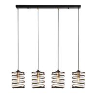 Searchlight HanglampSpring 4-lichts zwart met goud - 85583-4BGO