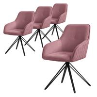 ML-Design eetkamerstoelen draaibaar set van 4 textiel geweven stof oud roze, woonkamerstoel met armleuning/rugleuning, - thumbnail