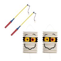 Set van 2x stuks treklampion 16 cm mummie inclusief lampionstokjes