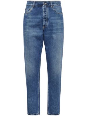 Brunello Cucinelli jean cigarette à taille mi-haute - Bleu
