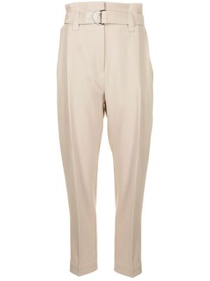 GOODIOUS pantalon court à taille ceinturée - Tons neutres