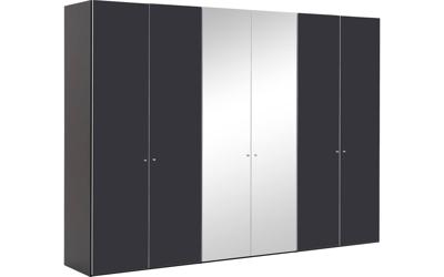 Goossens Kledingkast Easy Storage Ddk, Kledingkast 304 cm breed, 220 cm hoog, 4x draaideur en 2x spiegel draaideur midden