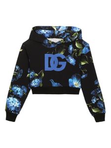 Dolce & Gabbana Kids hoodie crop à imprimé Bellflower - Noir