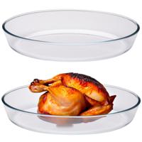 Alpina Ovenschaal van borosilicaat glas - 2x - ovaal - 3 Liter - 35 x 24 x 6.5 cm - serveerschaal