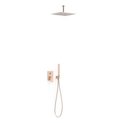 Regendouche set Tres Project | Inbouw | Mengkraan | 2-weg | Vierkant | 24k Rose goud