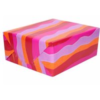 2x Inpakpapier/cadeaupapier roze/paars/oranje/rood in golf 200 x 70 cm