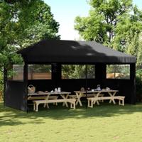 Partytent inklapbaar pop-up met 3 zijwanden zwart - thumbnail