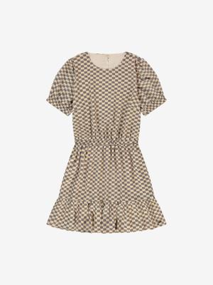 Nik&Nik zomer jurk meisjes - taupe / zwart - Bailey