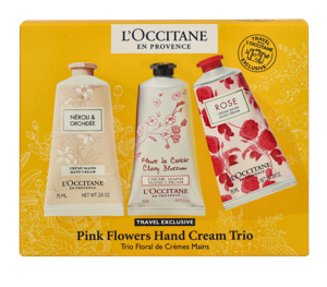 L&apos;Occitane Pink Flowers Hand Cream Trio Set 225ml Hand- en voetverzorging