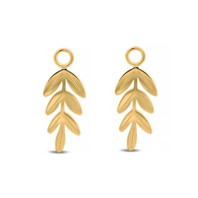 Oorbelhangers met olijftakje - Stainless steel - Goud