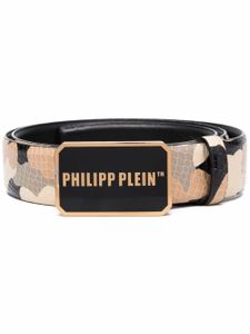 Philipp Plein ceinture à plaque logo - Tons neutres