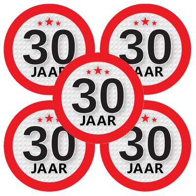 30 jaar leeftijd sticker - 15x - rond - Dia 9 cm - 30 jaar verjaardag - jubileum - leeftijd versieri