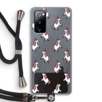 Eenhoorns overal: Samsung Galaxy S20 FE / S20 FE 5G Transparant Hoesje met koord