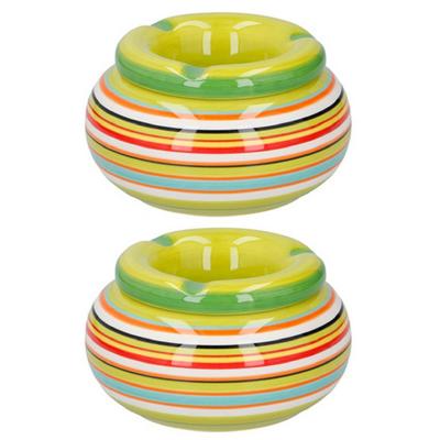 G.Wurm Storm asbak Casablanca - 2x stuks - Keramiek - oranje/multi kleuren - 11 x 6 cm