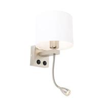 QAZQA Wandlamp staal met flexarm en kap wit 18 cm - Brescia Combi