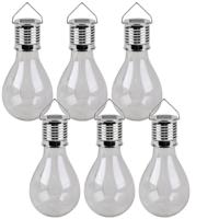 Sunnydays Solar sfeer hanglamp - 20x - tuin - lampenbol - wit - glas - 15 cm