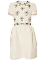 Carolina Herrera crystal-embellished tweed minidress - Tons neutres