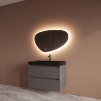 Badmeubelset BWS Riga Met Lako Wastafel Zwart 80 cm Leigrijs Boss & Wessing