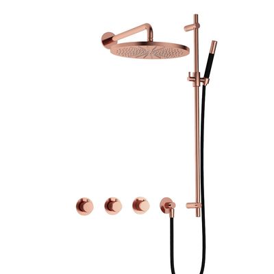 Hotbath Cobber IBS70 inbouwdouche met 30cm hoofddouche en glijstang rosé goud