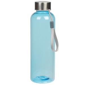 Waterfles met RVS schroefdop en nylon polslus - blauw - 550 ml - Sportfles - Bidon