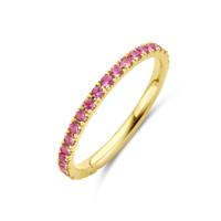 14k Geelgouden Ring met Roze Saffier - 2 mm Breed