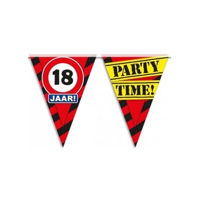 3x stuks 18 jaar vlaggenlijnen waarschuwingsborden van 10 meter