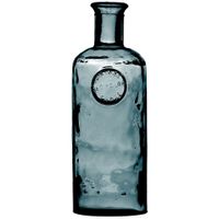 Natural Living Bloemenvaas Olive Bottle - marine blauw transparant - glas - D13 x H27 cm - Fles vazen   -