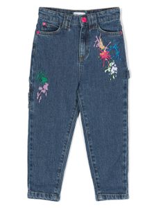 Marc Jacobs Kids jean fuselé à broderies - Bleu