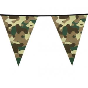 Camouflage vlaggenlijn - 6 meter - plastic - army - leger thema - vlaggetjes