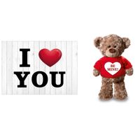 I Love You Valentijnskaart met Be Mine knuffelbeer 24 cm - thumbnail