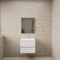 ACTIE BWS Badmeubel | Paris | Wit 60 cm | Hoogglans Wit Wastafel | 1 Kraangat