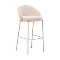 Kave Home Eamy barkruk H77 naturel beige chenille