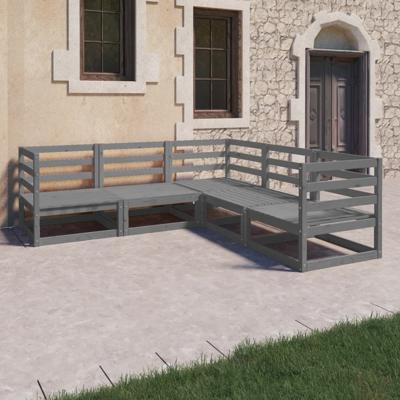 5-delige Loungeset massief grenenhout grijs