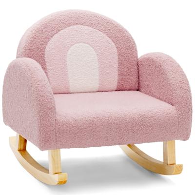 Kinderstoel voor Peuters Gestoffeerde Kinderbank met Massief Houten Poten Schommelstoel voor Kinderkamer Speelkamer (Roze)