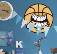 Muursticker grijnzende basketbal