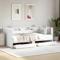 Slaapbank met lades zonder matras 100x200 cm wit