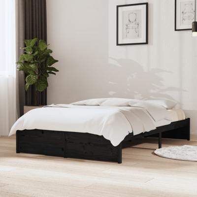Bedframe massief hout zwart 120x190 cm