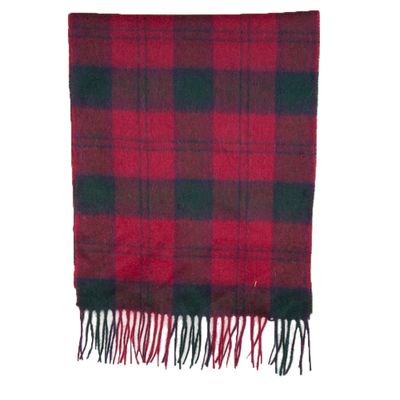 Ruit lamswool bordeau/groen