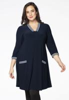 Yoek Jurk met gestreepte details | Blauw | Maat 58/60