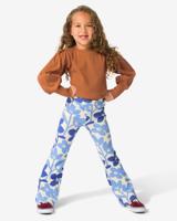 HEMA Kinderlegging Flared Fit Rib Bloemen Blauw (blauw)