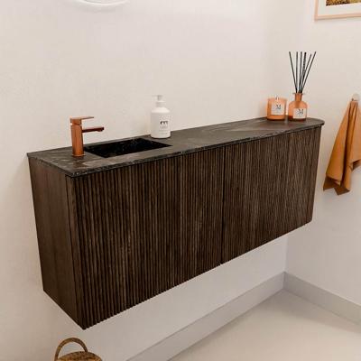 Toiletmeubel Mondiaz Joya Dlux | 111.6 cm | Meubelkleur Walnut | Faye wastafel Lava Wasbak Links | 1 kraangat